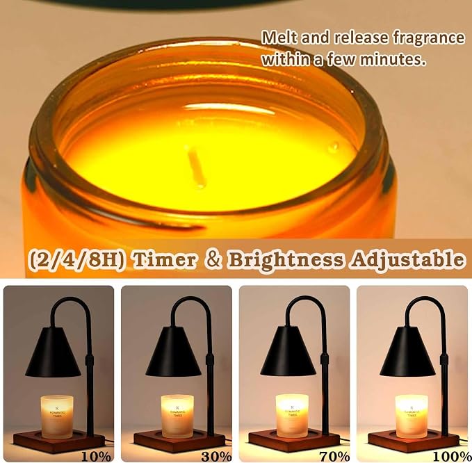 Modern Candle Warmer Lamp with Timer, Dimmable Candle Lamp Warmer, Mothers Day Birthday Gifts for Women Men, Black Candle Warmer, Adjustable Candle Light Warmer, Cozy Living Room Bedroom Home Decor