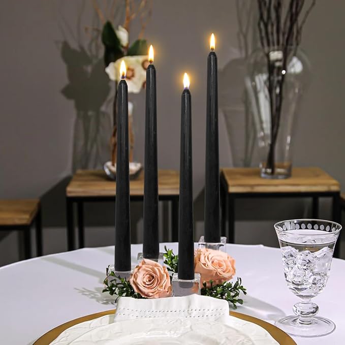Candlesticks Long Taper Candle,Unscented 10 Inches Black Candle Sticks Smokeless Tapered Candles for Home Décor Holiday Gifts