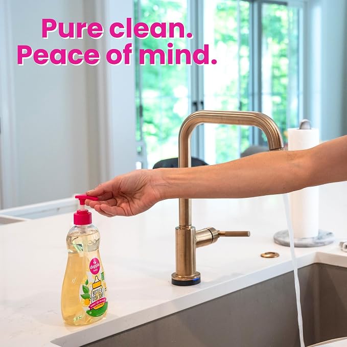 Dapple Baby Fresh Citrus Bottle & Dish Soap - (4 Pack) 16.9 fl oz - Cleans Baby Bottles, Sippy Cups, Pacifiers, Breast Pumps, & More - Gently Removes Milk Film & Odors - Includes 1 Pump
