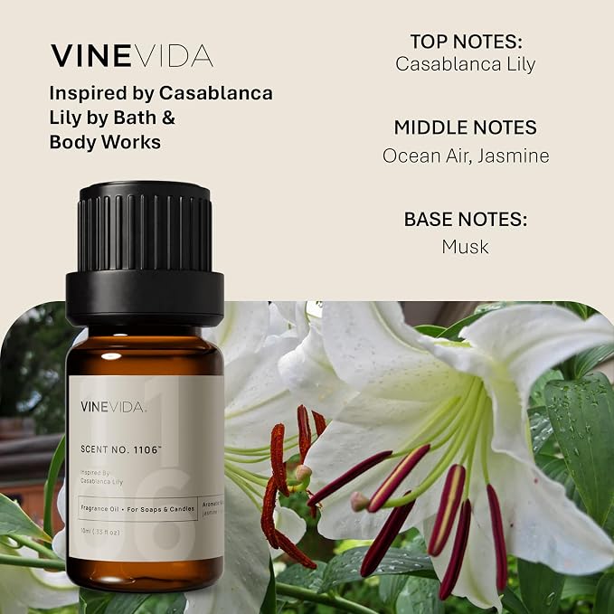 VINEVIDA [0.33oz] Casablanca Lily Fragrance Oil - Lily Scent for Candle & Soap Making, Made in USA