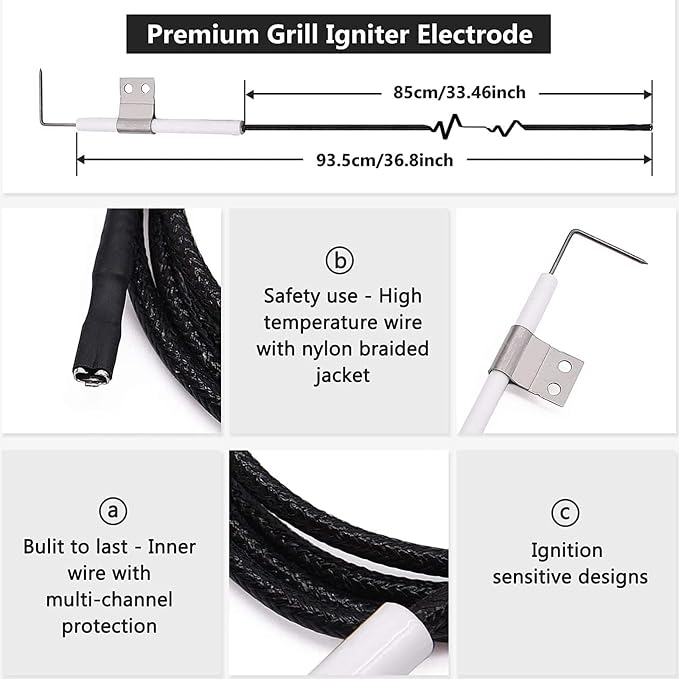 Hiorucet Grill Replacement Parts for Nexgrill 2 Burner 720-0864, 720-0864M Grill Models, Stainless Steel Grill Heat Plates, Burners and Igniters Replacement for Nexgrill 720-0864R, 720-0830H.