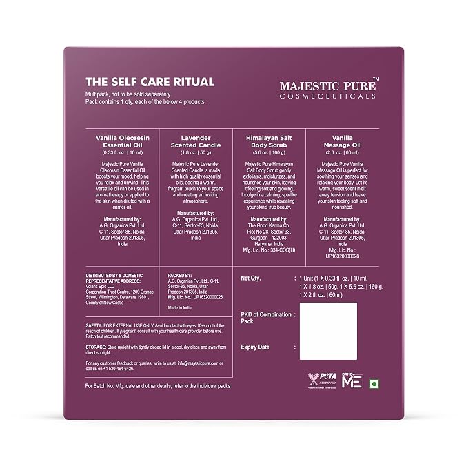 Majestic Pure Spa & Pamper Set | Gift Set of 4 | Relaxing Self-Care Essentials for Home Spa Experience