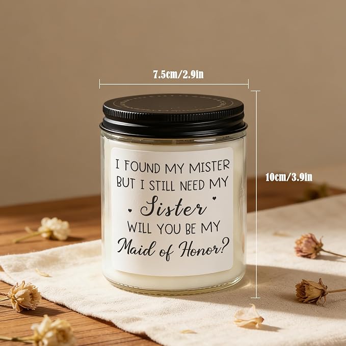 Bridesmaid Gifts Maid of Honor Gifts - Bridesmaid Proposal Gift from Bride, Matron of Honor, Bridal Party, Bachelorette Gift Ideas for Wedding Day - Lavender Scented Candle for Sister,Friends