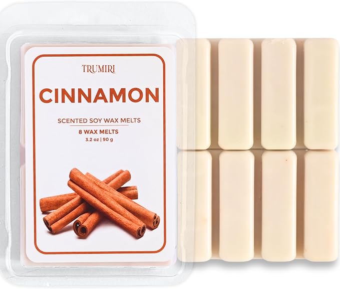 TRUMIRI Cinnamon Scented Wax Melts - Made with Non Toxic Soy Wax and Essential Oils - Long Lasting Strong Scent Pet Safe Candle Wax Cubes Tarts for Warmers - Fall Christmas