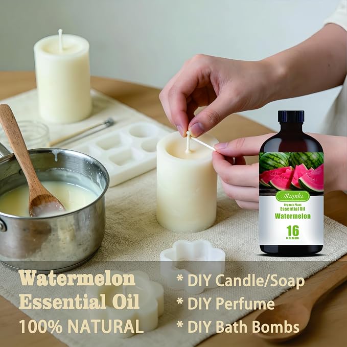 Watermelon Essential Oil, Watermelon Oil for Diffuser, Humidifier, DIY Candle, Soap, Fresh Scent, Summer, Gift Ready,Watermelon Fragrance Oil - MLYNKL Essential Oils (16.33 fl oz / 490ml)