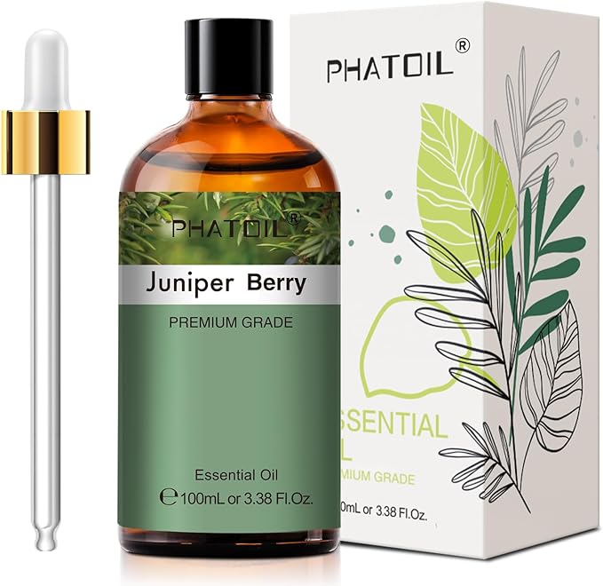 Juniper Berry 3.38fl.oz Essential Oil, PHATOIL Pure Aromatherapy Oils for Diffuser, Humidifier, Perfect for DIY Soap, Candle, Bath Bombs Making(100ml)
