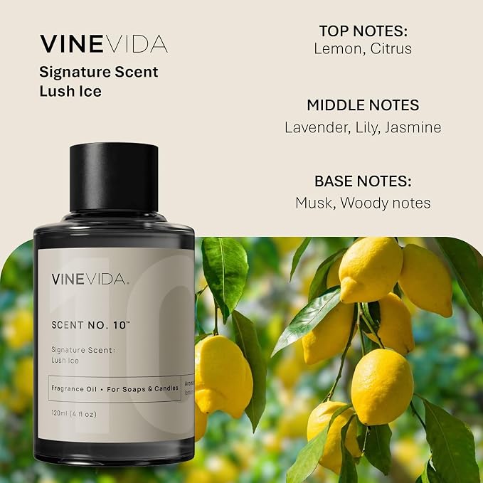 VINEVIDA Lush Ice - 4oz Fragrance Oil for Candle Making - Natural Candle Scents - Made in USA