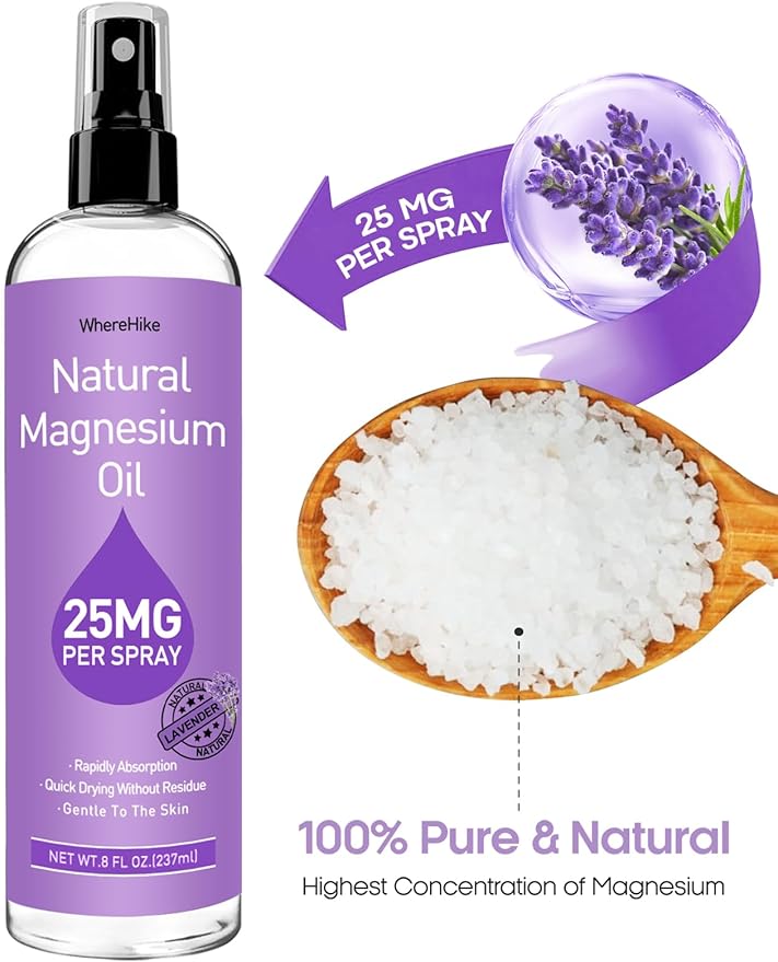 Stilip Magnesium Spray, Pure Magnesium Oil Spray for Feet,Ideal Gift for Muscle Relaxation&Better Sleep,Rapid Absorption,Quick Drying Without Residue-Lavender