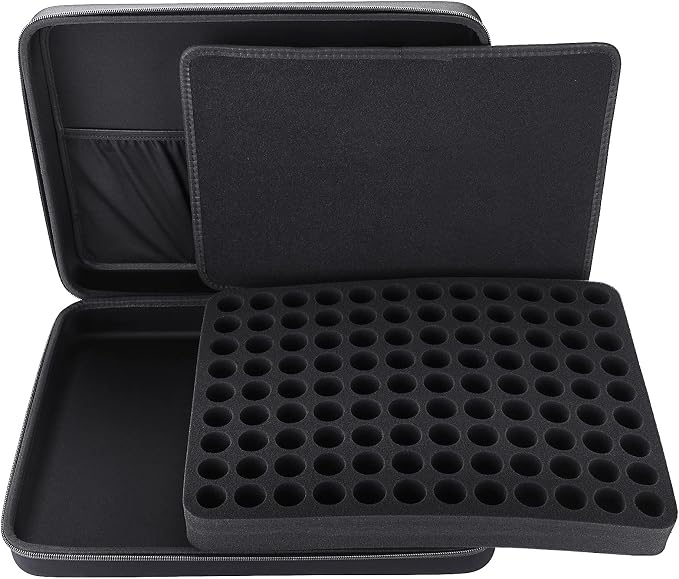 Hipiwe 108 Essential Oils Carrying Case Holds 5ml, 10ml, 15ml Bottles Hard Shell Exterior EVA Essential Oils Storage Organzier Bag with Foam Insert and Carrying Handle
