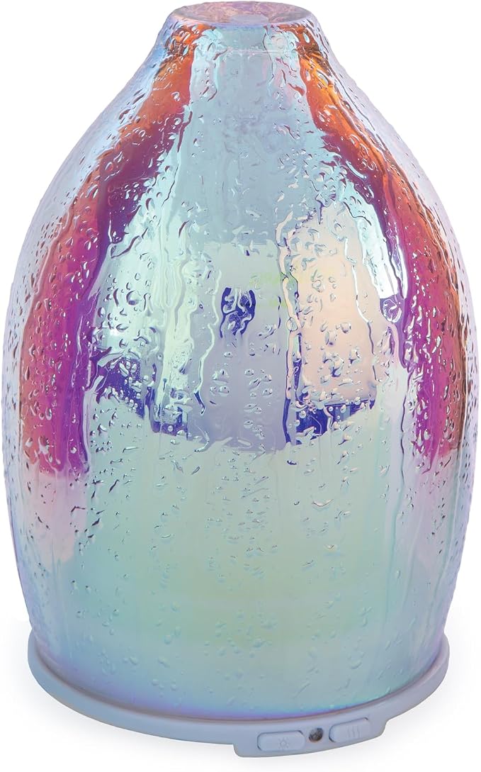 Airome Iridescent Medium Essential Oil Diffuser|100 mL Humidifying Ultrasonic Aromatherapy Diffuser 8 Colorful LED Lights, Intermittent & Continual Mist, Auto Shut-Off