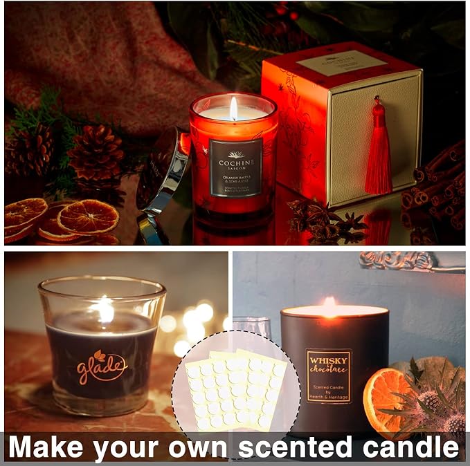 960Pcs Candle Making Wick Stickers, Heat Resistance Double-Sided Wick Stickers with The Little Tail, Adhere Steady in Hot Wax Stickers for Candle Making