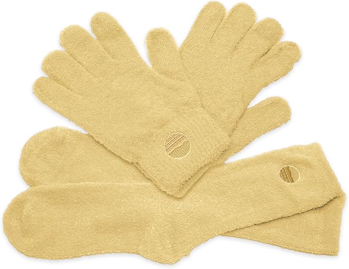Purple Canyon Moisturizing Socks and Gloves Set | Yellow Fuzzy Socks and Gloves with Aloe and Vitamin E for Women | Women's Gifts for Self-Care