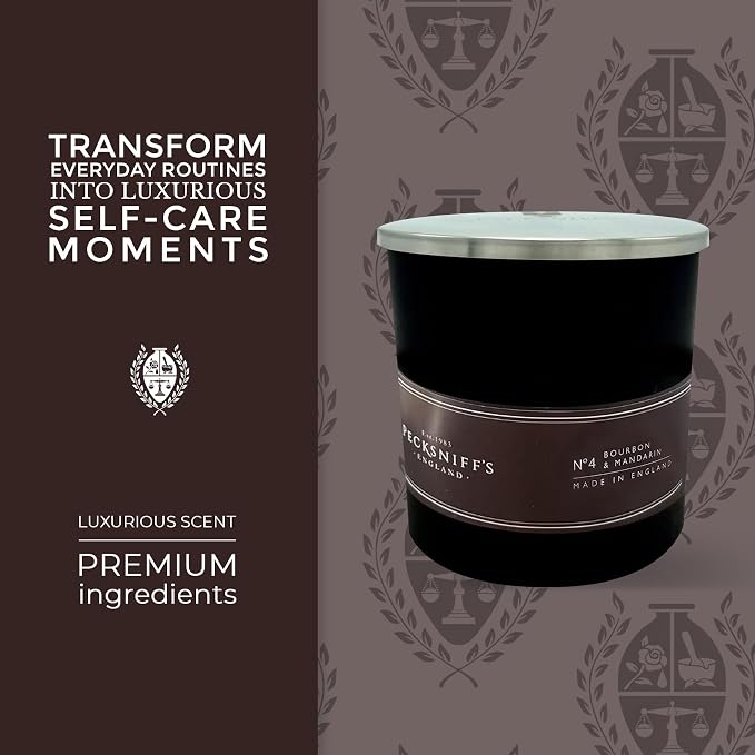 Pecksniffs Black Bourbon & Mandarin Scented Candle | 1 Wick, 184g/6.49oz