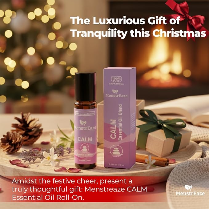 Natural Calm Essential Oil Roll On with Lavender, Neroli, Bergamot, & Rosehip Oil, Stocking Stuffer for Girls and Women, Stress Relief, Long Lasting Emotional Balance, Self Care Gifts for Women, 10ml