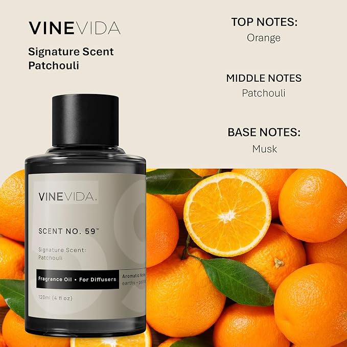 VINEVIDA [4 Fl Oz] Patchouli Fragrance Oil for Cold Air Diffusers, Essential Oils for Diffuser Oil Refill & Air Freshener Room Spray