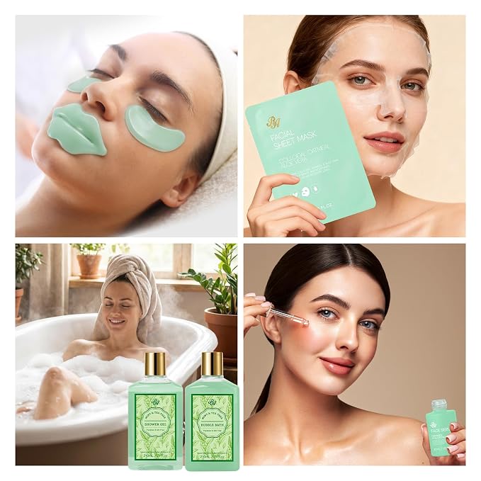 Mother's Day Gift, 25 Pcs Bath & Body Gift Basket Set for Women, Tea Tree Skin Care Set, Home Spa Gift Basket, Cosmetic Bag, Necklace, Christmas, Birthday, Anniversary, Wife, Mom