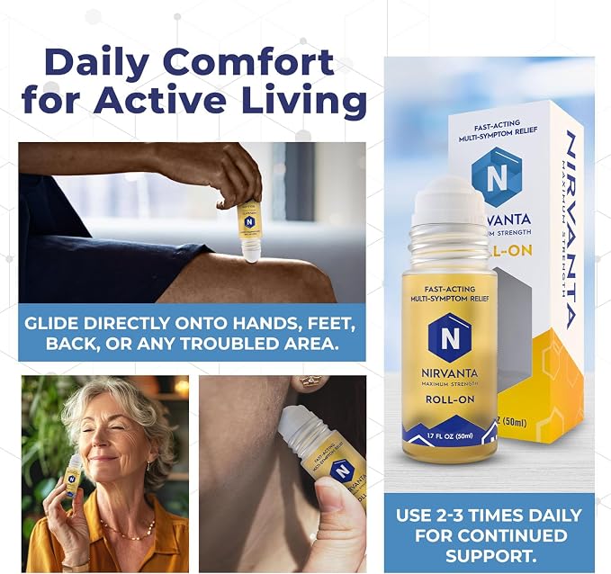 Nirvanta Natural Nerve Comfort Roll-On Oil 1.7oz – Fast-Absorbing with Rosehip, Frankincense and Myrrh - Support for Neck, Back & Joints – Lightweight and Non-Greasy