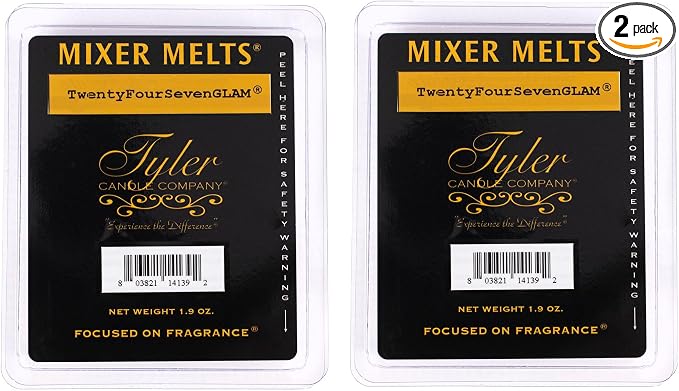 Tyler Candle Company TWENTYFOURSEVEN Glam 1.9 Ounce Scented Mixer Wax Melt Cubes for Tart Burner, Pack of 2
