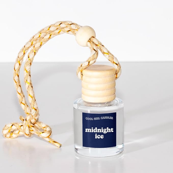Cool Girl Candles Midnight Ice Car Air Hanging Fragrance Oil Diffuser & Air Freshener for Essential Oils - Long Lasting Vehicle Diffuser Bottle