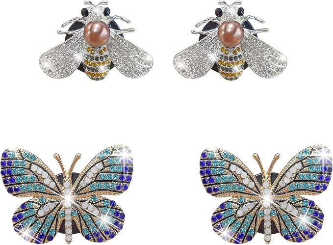 Bling Butterfly Air Vent Clips, 4 Pcs Crystal Bee Car Fresheners, Diffuser Vent Clip, Diamond Decoration, Cute Interior Decor, Bling Accessories for Women