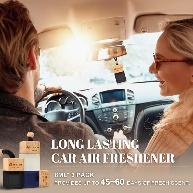 Car Air Freshener 3 Pack - 1 Way, Dream On, Cabana Hotel Collection Diffuser Oil Inspired The One Hotel, Car Fresheners for Women & Men, 45+ days Long Lasting, 0.27 FL OZ/8ML