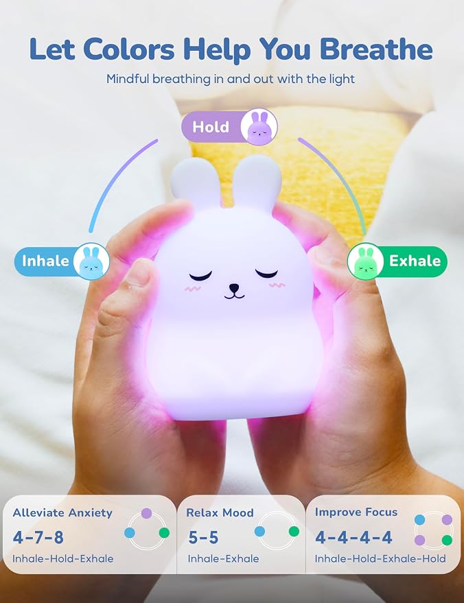 Mini Breathing Pal 'Bonnie' - Mindfulness Breathing Light, Guided Visual Meditation Breathing Light, Anxiety Relief Items for Calm Down Corner/Meditation/Sleep Aid for Adult/Kid