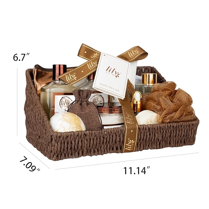 Coconut Vanilla Spa Gift Set, Complete Spa Bath Gift Basket for Women & Men
