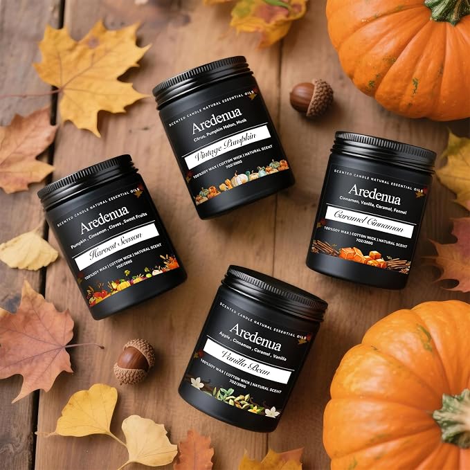 Caramel Pumpkin Candles – Warm Holiday & Winter Caramel Pumpkin Aroma, Cozy Christmas Seasonal Candles Gift, Hand-Poured Soy Candle for Christmas Home Décor & Cozy Seasonal Gifting