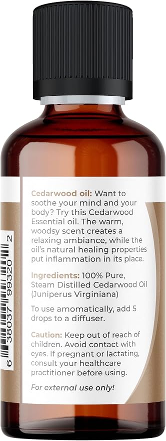 Viva Doria Cedarwood Essential Oil, 100% Pure, Natural Cedarwood Essential Oil, Undiluted, for Aromatherapy | Therapeutic Grade, 30 mL (1 Fluid Ounce)