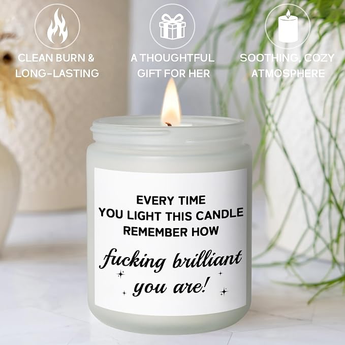 Funny Birthday Gifts for Women, Unique Gift for Mom Sister Womens Best Friend Birthday Gifts for Women Who Have Everything, Coworker Encouragement Inspirational Get Well Gift for Her, Vanilla Candle