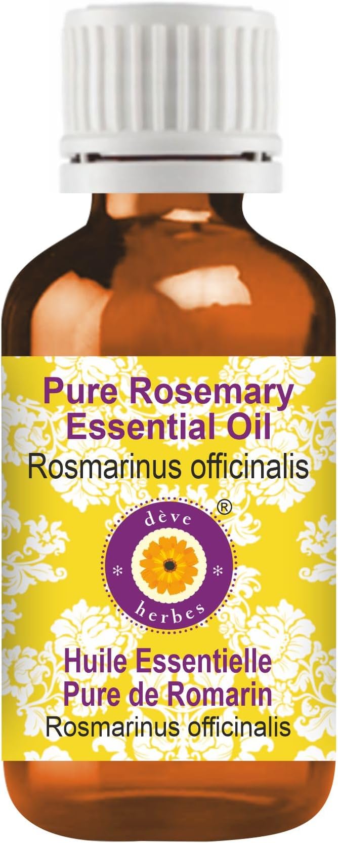 Deve Herbes Pure Rosemary Essential Oil (Rosmarinus officinalis) Steam Distilled 100ml (3.38 oz)