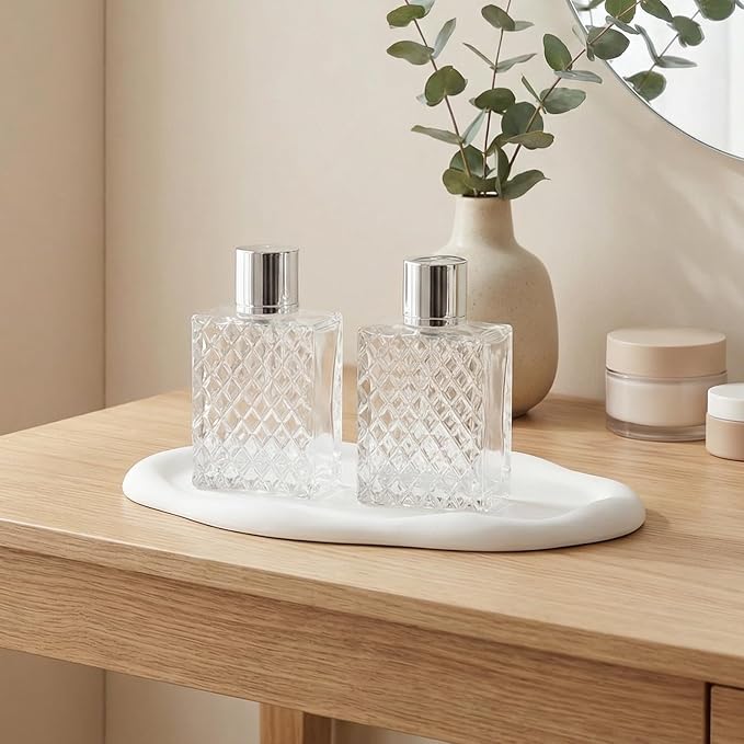 2 Pack 100ml Empty Perfume Bottles Refillable, Glass Perfume Atomizer with Funnels & Droppers, Leak-Proof Travel Perfume Spray Bottles, Fine Mist Sprayer for Cologne Essential Oils
