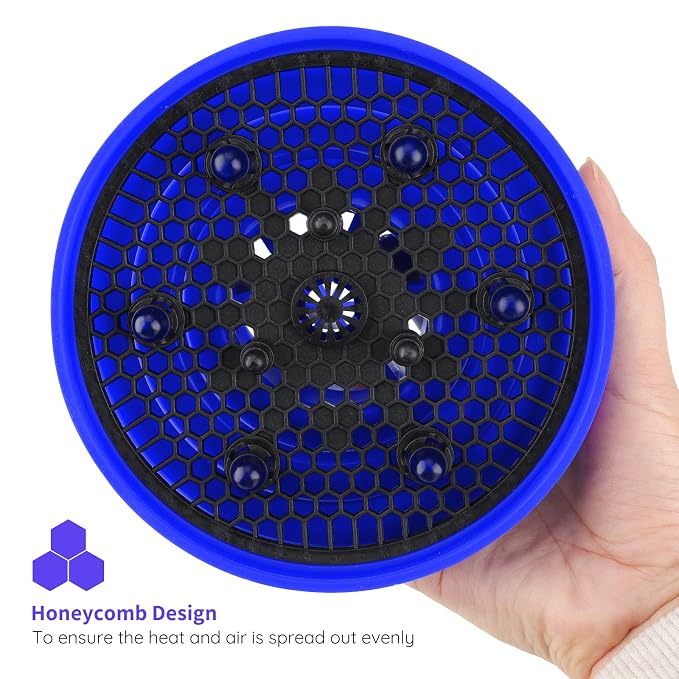 Foldable Blow Dryer Diffuser, Segbeauty Travel Hair-styling Hair Diffuser, Professional Dryer Diffuser Attachment for Natural Thick Curly Hair with Nozzle 1.54 to 1.69 inches - Blue