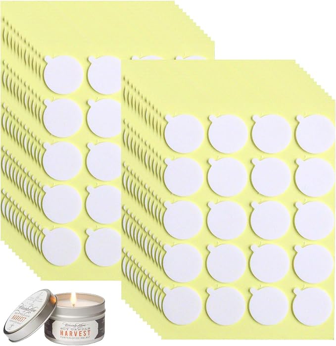 480PCS Candle Making Kit, Candle Wick Stickers, Candle Making Supplies, Double-Sided Stickers with The Little ‘‘Tail’’, Hot Wax Stickers for Candle Making