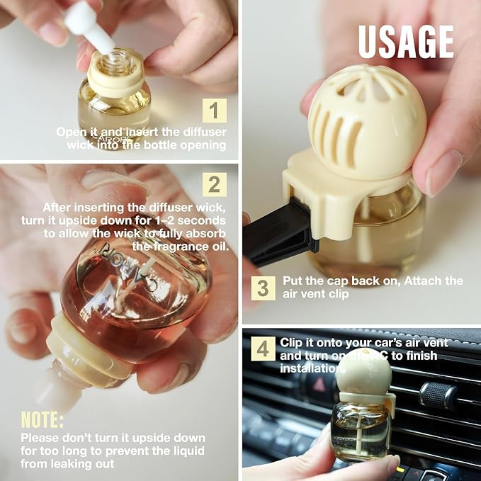 Carori Cute Car Air Freshener 2 Pack, Lightbulb-Shaped Car Fresheners, Automotive Vent Clip, Long Lasting Scent, Essential Oils, Cute Car Accessories for Women, Vanilla Scent