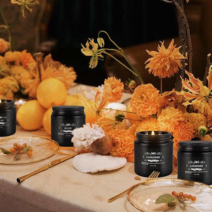 YOROXRG Scented Candles Gifts Set 24 Pack Soy Wax Travel Tin Jar Candles for Home 3.05 OZ for Mom for Christmas, Birthday, Thanksgiving, Mother's Day,Father'Day(Black)