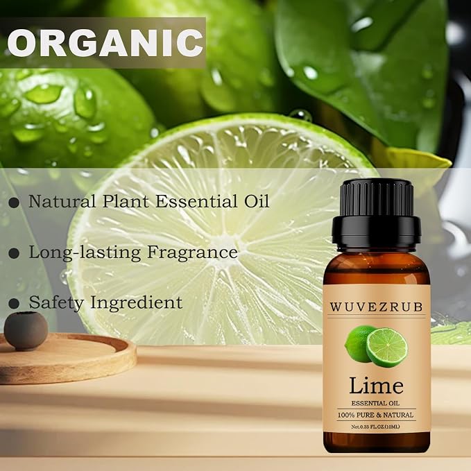 Lime Essential Oils 10ML, 100% Pure and Natural Essential Oil for Aromatherapy Diffuser - 0.33 Fl Oz/Lime