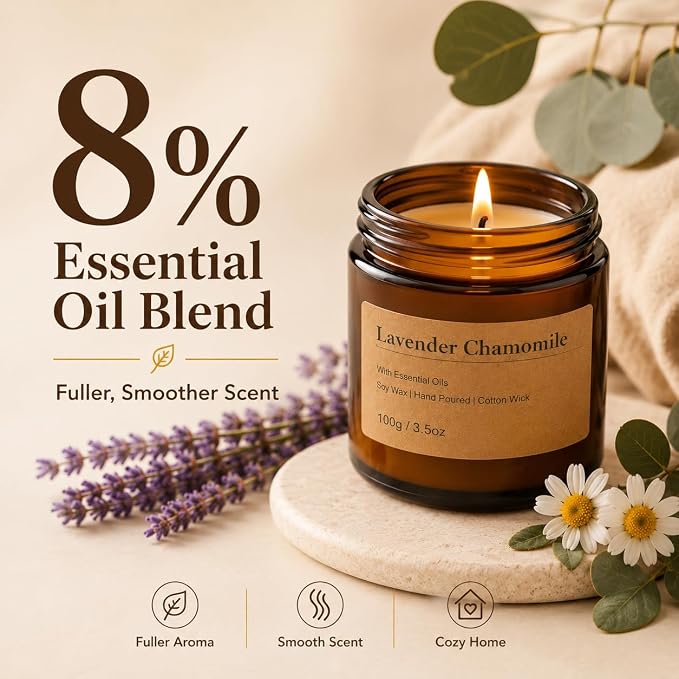 6-Pack Scented Candles for Home, 3.5 Oz Soy Wax Aromatherapy Candle Gift Set, Lavender Chamomile, Eucalyptus Mint & Vanilla, Birthday Gifts for Women, Thank You Graduation Gifts