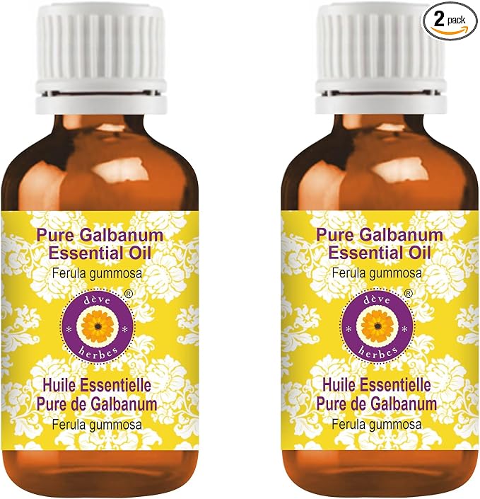 Deve Herbes Pure Galbanum Essential Oil (Ferula gummosa) Steam Distilled (Pack of Two) 100ml X 2 (6.76 oz)