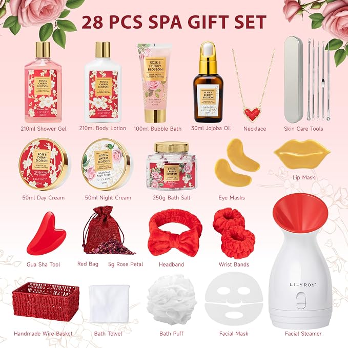 27 Pcs Spa Gifts Basket Set, Spa Kit Bath Set, Skin Care Gift Set for Women
