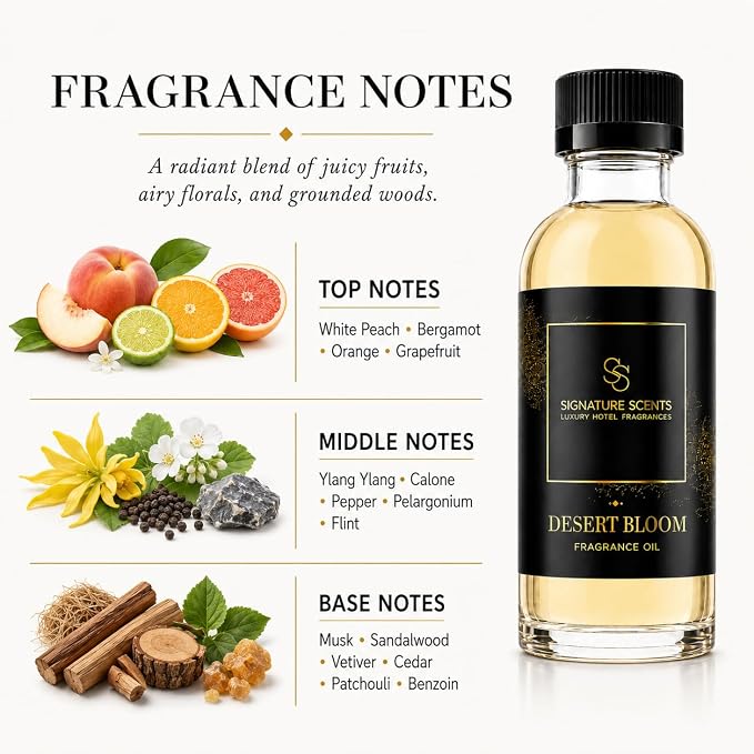 Signature Scents: Luxury Hotel Inspired Fragrance Oils for Diffusers (4.05 Fl Oz, Desert Bloom)