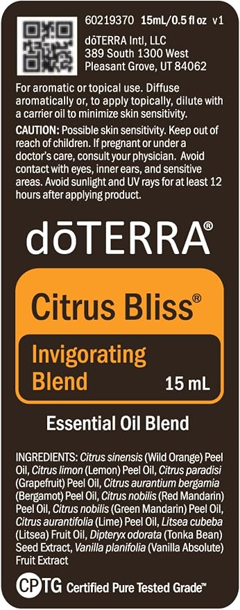 doTERRA Citrus Bliss Essential Oil Invigorating Blend - 15 ml (2 Pack)