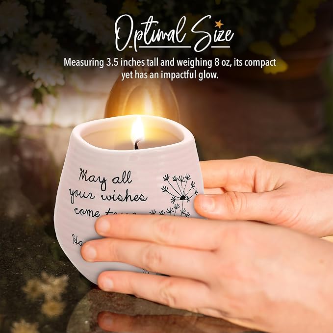 Pavilion - 8 Oz Candle Holder - Pink Ceramic Candle Jar with 100% Soy Wax Candle Serenity Scent "May all your wishes come true Happy 60th" Ideal Gift for Loved Ones - Printed Text, Love Theme & Oval