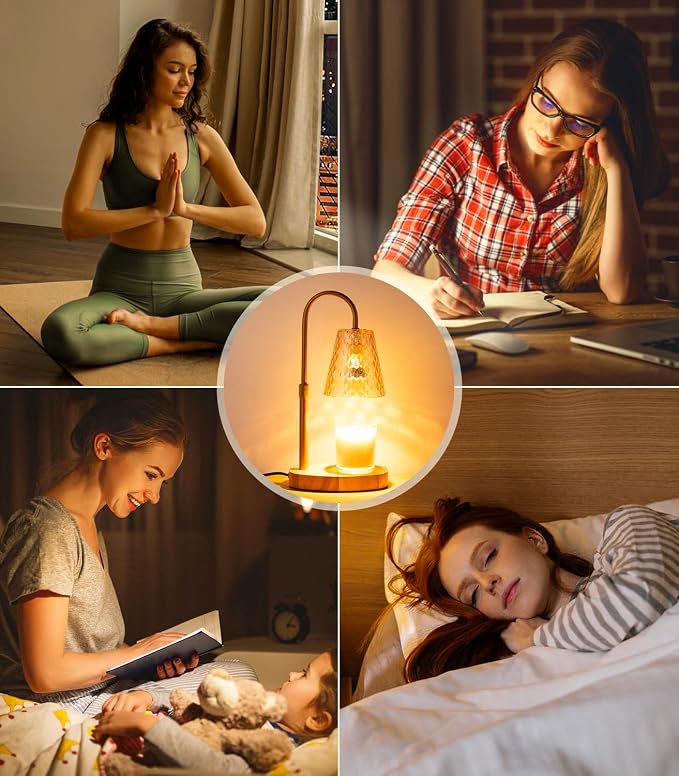 Vanranger Candle Warmer Lamp with Timer - Adjustable Height Dimmable Warmer Candle Lamps Candle Warmer Lamp Wax Melt Warmer with 2Bulbs for Women Christmas Birthday Gifts