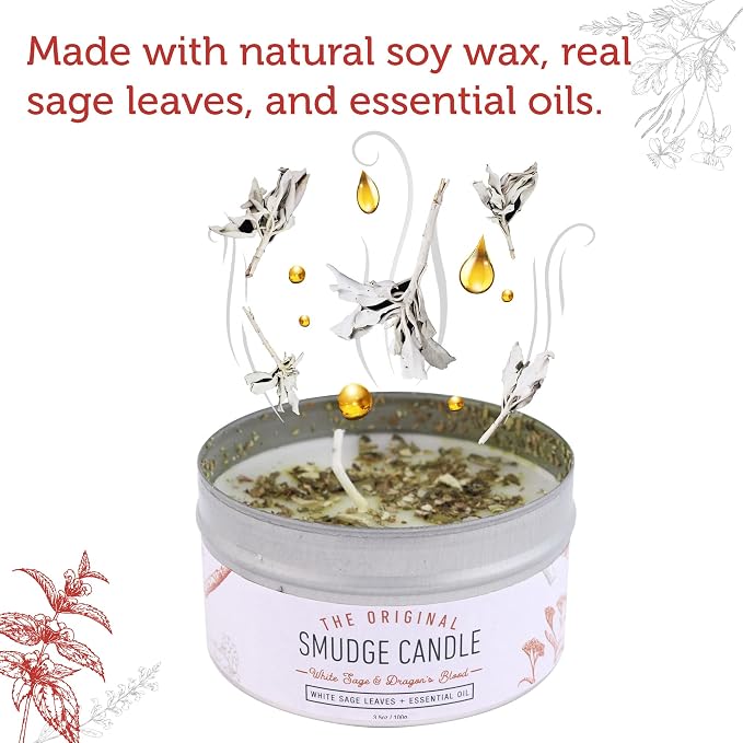 SOUL STICKS Smudge Candle for Cleansing House, Meditation, Chakra Healing, Aromatherapy | 3.5 Ounce Smudge Candle for Spiritual Cleansing (White Sage & Dragon's Blood)