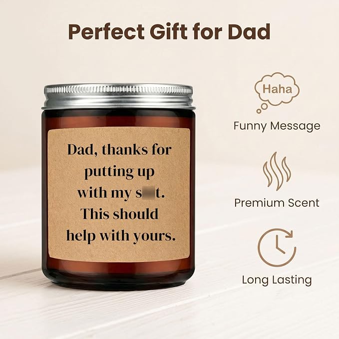 Funny Lavender Scented Soy Candle, Fathers Day Gift from Daughter & Son, Gift for Dad Papa Grandpa Stepdad Father-in-Law, Funny Birthday Christmas Retirement Gag Presents & Home Decor