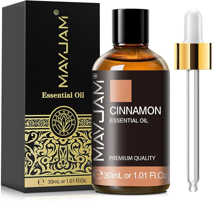 Cinnamon Essential Oil 30ml/1.01fl.oz, MAYJAM Premium Cinnamon Oils with Glass Dropper, Perfect for Diffusers Home Office Use