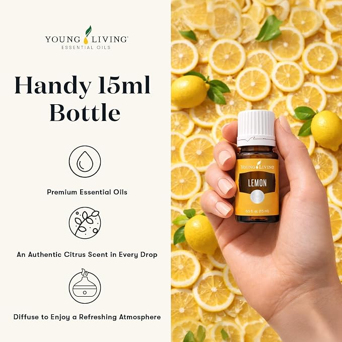 Young Living Lemon Essential Oil | 15 ml | Premium Citrus Oil for Skin Care, Aromatherapy Diffusion & Household Use | Fresh, Zesty Citrus Scent for Authentic Fragrance
