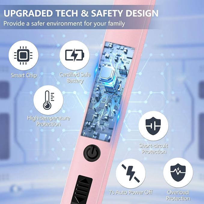 Candle Lighter, Flameless Windproof Electric Lighter with Safety Lock & LED Power Display, Arc Type C Rechargeable Lighters for Fireworks, BBQ, Camping, Gifts for Christmas, Thanksgiving, Halloween