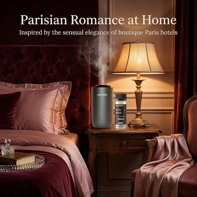 Scentia Paris Muse Aromatherapy Oil for Diffuser – Hotel Scent Inspired by Hotel Costes Paris – 20 mL – Rose, Sandalwood & Clove Natural Fragrance Oil for Waterless & Cold Air Diffusers, Made in USA